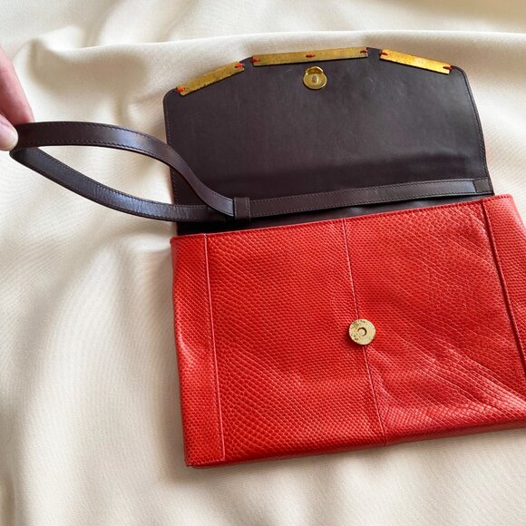 Lanvin Red Lizard Leather Miss Sartorial Wristlet/Clutch - Picture 6 of 14